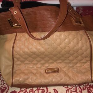 Steve Madden Bag Quilted Tan and Brown Leather